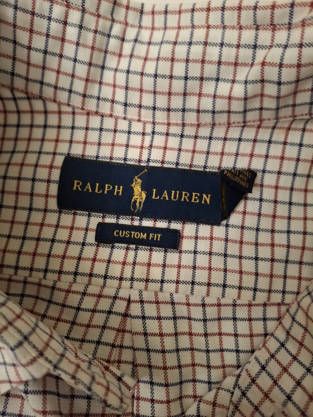 Ralph Lauren Men’s Button-Down Plaid Shirt - White with Navy & Red Check